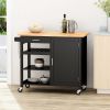 Kitchen Island Cart with Solid Wood Top, Mobile Carts with Storage Cabinet, Rolling Kitchen Table with Spice Rack, Towel Rack, and Drawer