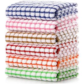 6-Pack Cotton Kitchen Dish Towels – 16"x25", Gingham Assorted Colors, Ultra-Absorbent & Durable