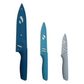 Mainstays 3-Piece Stainless Steel Knife Set – Color Blades with Ergonomic Soft Grip Handles