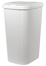 Hefty 13.3 Gallon Trash Can, Plastic Touch Top Kitchen Trash Can, White