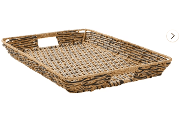 Better Homes & Gardens Beige and Black Resin Rattan Rectangular Serving Tray