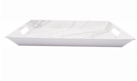 Better Homes & Gardens- Marble Print Rectangle Melamine Handled Tray