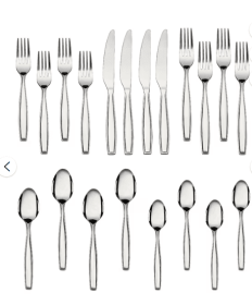 Mainstays Fairport 20 Piece Stainless Steel Flatware Set, Silver, Tableware Service for 4