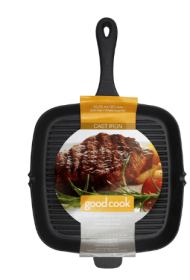 GoodCook Grill Pan, Cast Iron, 10.75 in