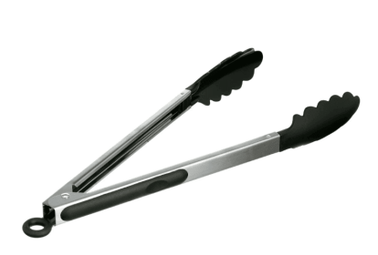 Stainless Steel and Black Dripless Tongs