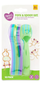 Parent's Choice Baby Feeding Fork & Spoon Set, Multicolor, 9+ Months, 10 Count