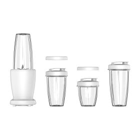 10-Piece Blender Set, Arctic White, 300W, with 3 Jars (10oz, 16oz, 18oz), 2 Drinking Lids, Stainless Steel Blade