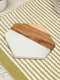 Trivet Marble and Wood Large Coasters | Marble and Acacia Wood |  Kitchen Table Protector