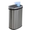 13 Gallon Trash Can with Lid | Automatic Touchless Garbage Can | Odor Control | Modern Oval Design | Easy to Clean | Stainless Steel | Fits Any Kitche