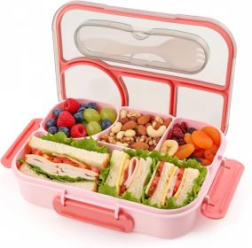 Box for Adults,4 Compartments Lunch Box, Snack Containers Reusable Lunch Containers Drop-Proof, Dishwasher Safe & Made with BPA-Free Materials, Pink