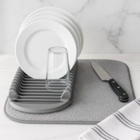 Drying Mat with Integrated Plate Rack