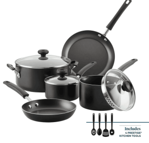 Farberware 12-Piece Easy Clean Nonstick Pots and Pans/Cookware Set, Black