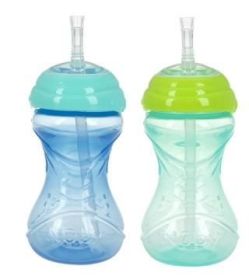 Nuby Easy-Grip Soft Straw Sippy Cup, 10 fl oz, 2 Count
