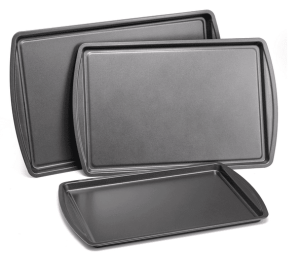 Mainstays 3PC Nonstick Cookie Set, 11.2" x 17.2", 10.2" x 15.2", 9.2" x 13.2", Gray