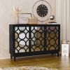 Sideboard Cabinet with 3 Mirror Doors, Modern Buffet Cabinet with Storage, Accent Storage Cabinet for Living Room, Dining Room, Entryway, Black