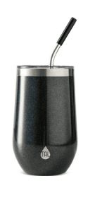 TAL Stainless Steel Wine Tumbler with Straw 16oz, Black Shimmer