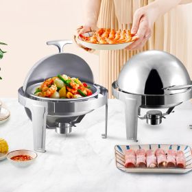 SOGA 2X 6L Stainless Steel Chafing Food Warmer Catering Dish Round Roll Top