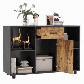 48 Inch Industrial Buffet Sideboard with 4 Open Cubbies
