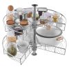 28" 2 Tier Kidney Shaped Chrome Corner Organizer Lazy Susan Cabinet Blind Corner