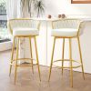 Swivel Counter Height Bar Stools Set of 2,31.5"Bar Height Stools with Hand-Woven Backrest & Gold Metal Legs