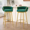 Swivel Counter Height Bar Stools Set of 2, 31.5" Bar Height Stools with Hand-Woven Backrest & Gold Metal Legs
