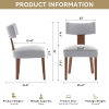 064-Set of 2 Linen Fabric Modern Armless Dining Chairs With Curved backrest and Solid Wooden Legs for Dining Room Living Room ,Gray