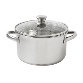 4-Quart Steamer Pot with Glass Lid, Induction Compatible, Dishwasher Safe, Veggies, Fish