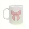 11oz White Ceramic Mug with Charming Pink Bow Design – Elegant Coffee and Tea Cup, Perfect Gift for Home or Office,