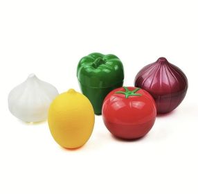 5-Piece Set Fruit Container Refrigerator with Onion, Lemon, Green Pepper, Tomato & Garlic Storage-Reusable Kitchen Container for Versatile Use