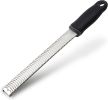 Lemon Zester, Stainless Steel Kitchen Cheese Grater, Plastic Cover Ergonomic Soft Black Handle