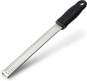 Lemon Zester, Stainless Steel Kitchen Cheese Grater, Plastic Cover Ergonomic Soft Black Handle