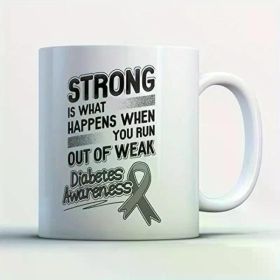 1pc Awareness Coffee Mug - Diabetes Awareness - Adorable 11 oz White Ceramic Tea Cup