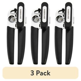 (3 pack) Pro Stainless Steel Portable Can Opener with Black Handle