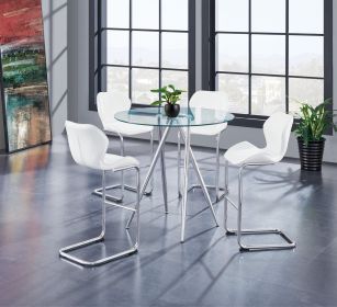 VICE BAR TABLE AND WHITE BAR STOOL SET
