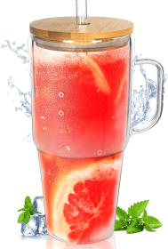 Glass Cups with Lids and Straws - 40 Oz Tumbler with Handle and Straw Glass Water Bottles Drinking Glasses Glass Straws Iced Coffee Cups Travel Coffee