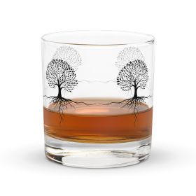 Rooted Elegance Rocks Glass - Tree Design by HadiArts | 10.5 oz Premium Whiskey & Cocktail Barware