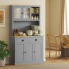 Freestanding Kitchen Cabinet, 71" Tall Pantry Cabinet, Modern Hutch with Wide Countertop, Adjustable Shelves, Gray