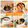 Electric Hot Pot Non-Stick Frying Pan Portable Rapid Noodles Cooker with Long Handle Steamer Spatula Dual Power Control Overheat Dry-Boil Protection f