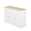 Fancy Design Kitchen Buffet Storage Cabinet with Arched Design - White Sideboard with Door, Drawer-Versatile Pantry Organization