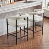 Modern Upholstered Bar Stools Set of 2, Boucle Fabric Counter Height Chairs with Metal Frame & Armrests, Kitchen Island Bar Chairs for Home