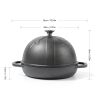 HAWOK Cast Iron Bread Cloche, Dia.7.8inch/20cm, Sourdough Baking Pan Pre-seasoned Black