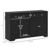 HOMCOM Kitchen Storage Sideboard, Farmhouse Buffet Cabinet with Barn Style Doors, Drawers, Adjustable Shelves, Black