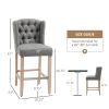 HOMCOM Counter Height Bar Stools Set of 2 with Wood Legs, Light Grey