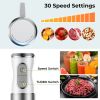 HB-2016A Hand Blender 5 in 1 white Immersion Blender Set, 30-Speed Hand Stick Blender with 600ml Beaker, 500ml Food Processor, Egg Whisk, Milk Frother