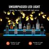 LED Lighted Liquor Bottle Display, 2 Tiers 40 Inch Commercial Illuminated Home Bar Shelf, 2 Steps Whiskey Rack Stand