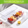 Ice Chilled Condiment Caddy Serving Tray Container Bar Garnish Holder Salad Platter Server Food Storage with 5 Removable Containers 5 Lids 2 Tongs 5 S