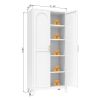 71'' 2 Shapely Doors Cabinet, Metal Storage Cabinet with Doors and Adjustable Shelves, for Bedroom, Living Room, Kitchen(White)