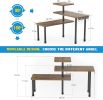 3 Tier Moveable Corner Shelf Organizer for Kitchen, Bathroom, Spice Rack, Coffee Area, Over Sink, Dresser Table (Rustic Brown)