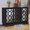 Sideboard Cabinet with 3 Mirror Doors, Modern Buffet Cabinet with Storage, Accent Storage Cabinet for Living Room, Dining Room, Entryway, Black