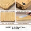 Bamboo Cutting Boards for Kitchen [Set of 3] Wood Cutting Board for Chopping Meat, Vegetables, Fruits, Cheese